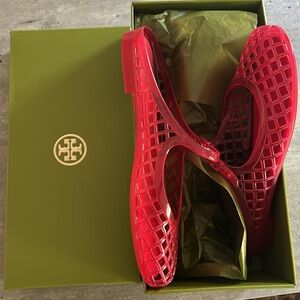 Tory Burch Mellow Jelly Mules Mary Janes Red Sandals Size 7